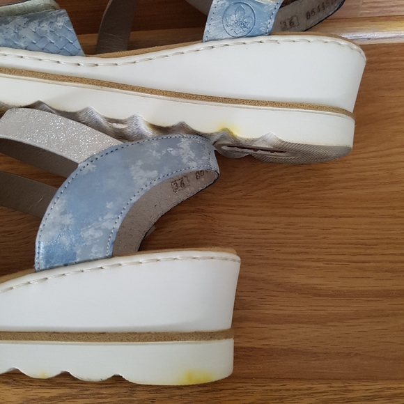 Rieker Blue Wedge Sandal Size 36 - Picture 10 of 10
